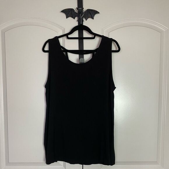 Lane Bryant Black Sleeveless Women's Top Cross Back Straps Stretch, Soft 18-20 - Picture 1 of 9